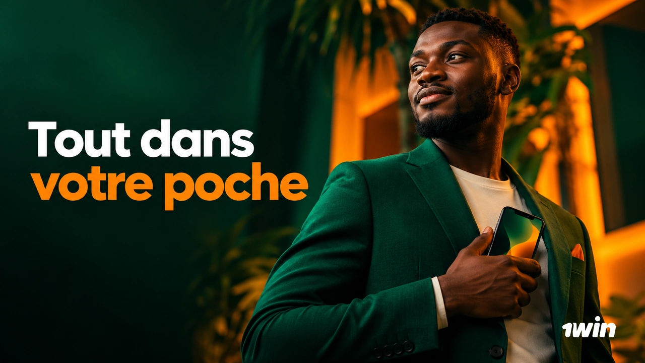 Homme adulte tenant son téléphone près de sa veste avec le message Tout dans votre poche.